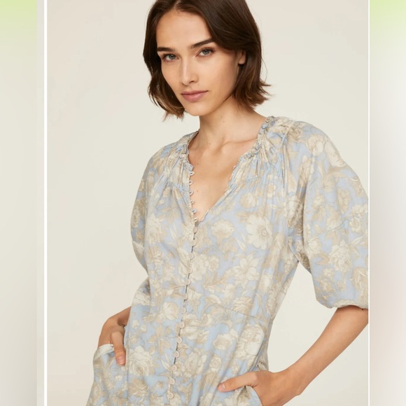 Rebecca Taylor Short Sleeve Satin Leaf Dress Size 2 - Picture 2 of 9